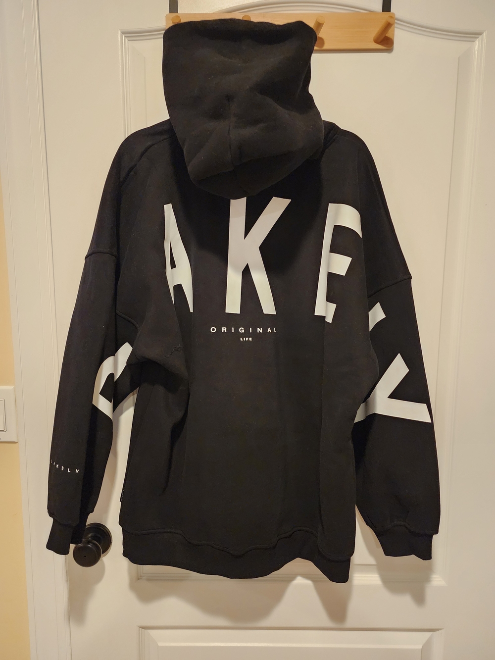 Blakely Black Graphic Hoodie Sweatshirt with Bold White Lettering